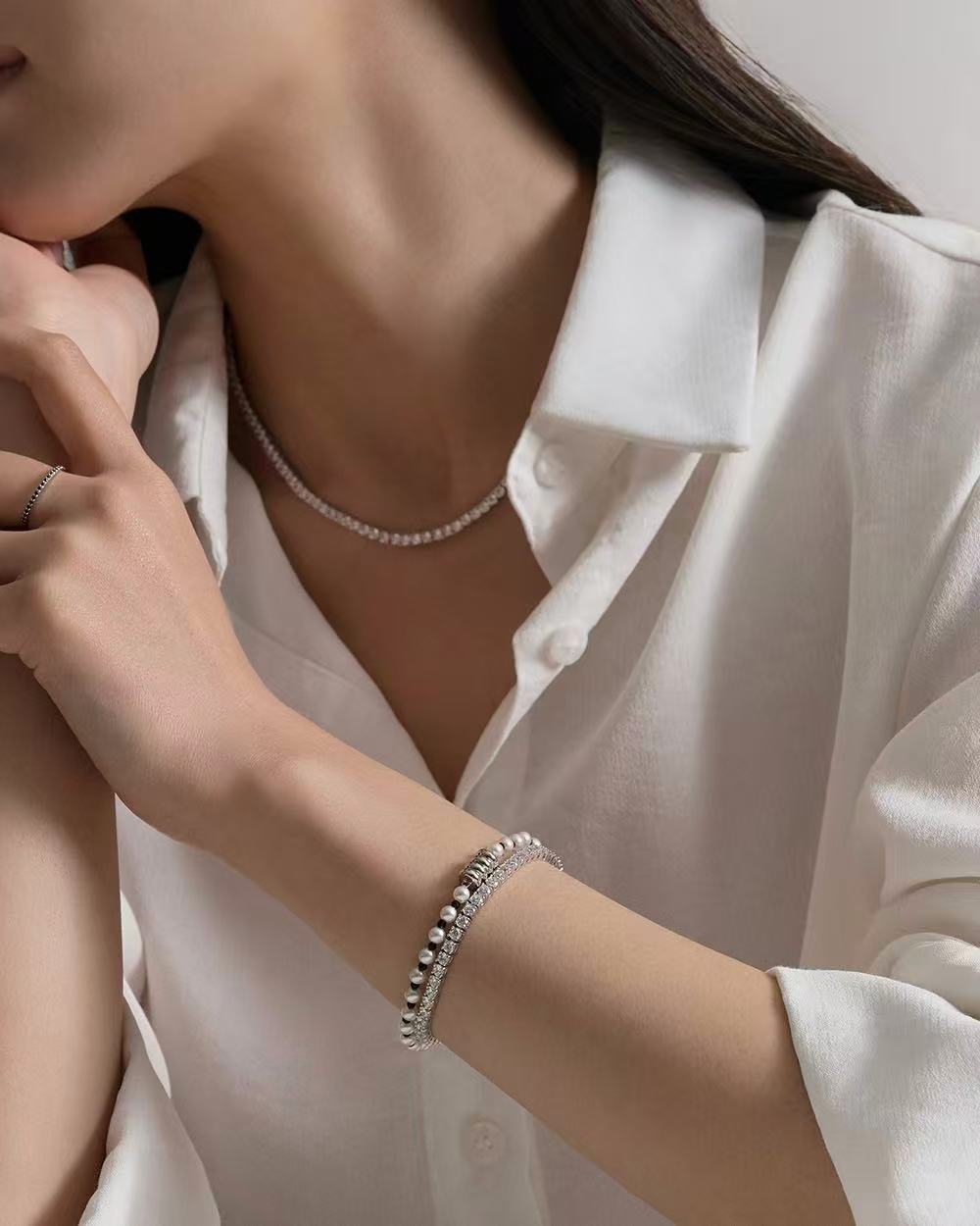 LLOYD White Timeless 3mm Tennis Bracelet (Brass)