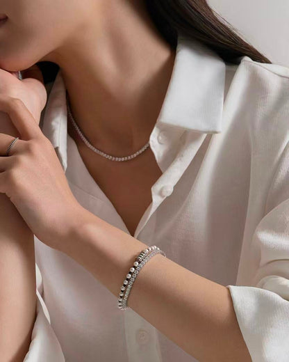 LLOYD White Timeless 3mm Tennis Bracelet (Brass)