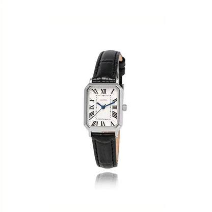 LLOYD Awesome Square Classic Signature Crown Black Leather Watch