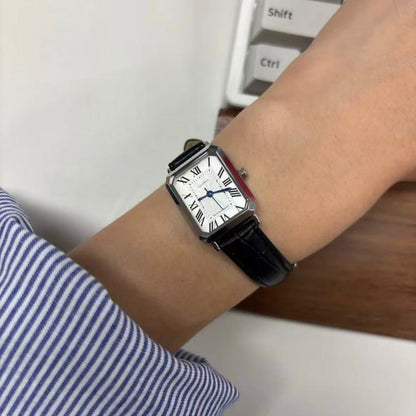 LLOYD Awesome Square Classic Signature Crown Black Leather Watch