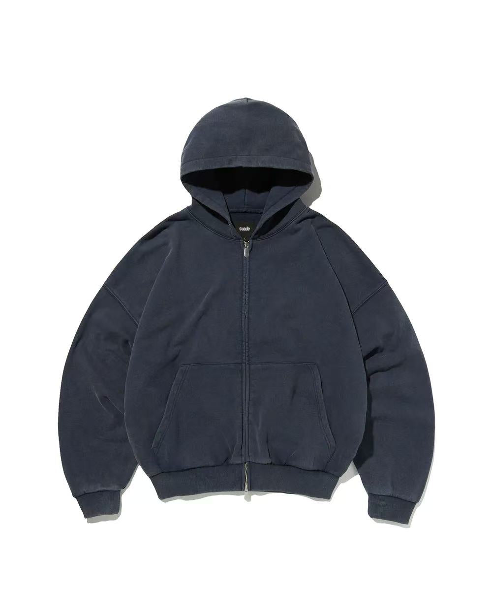 suade Cropped Washed Hood Zip Up - 6 colors