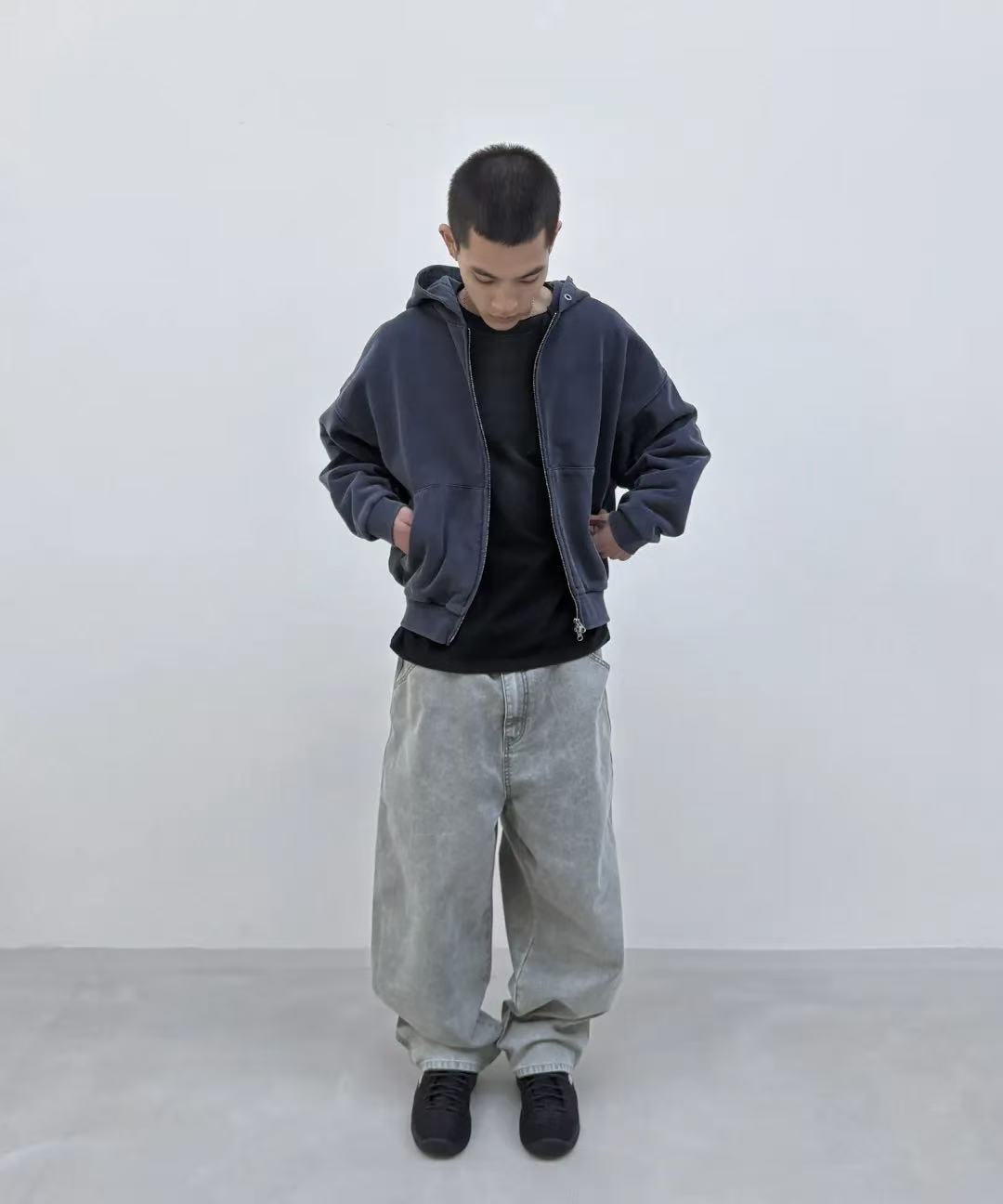 suade Cropped Washed Hood Zip Up - 6 colors