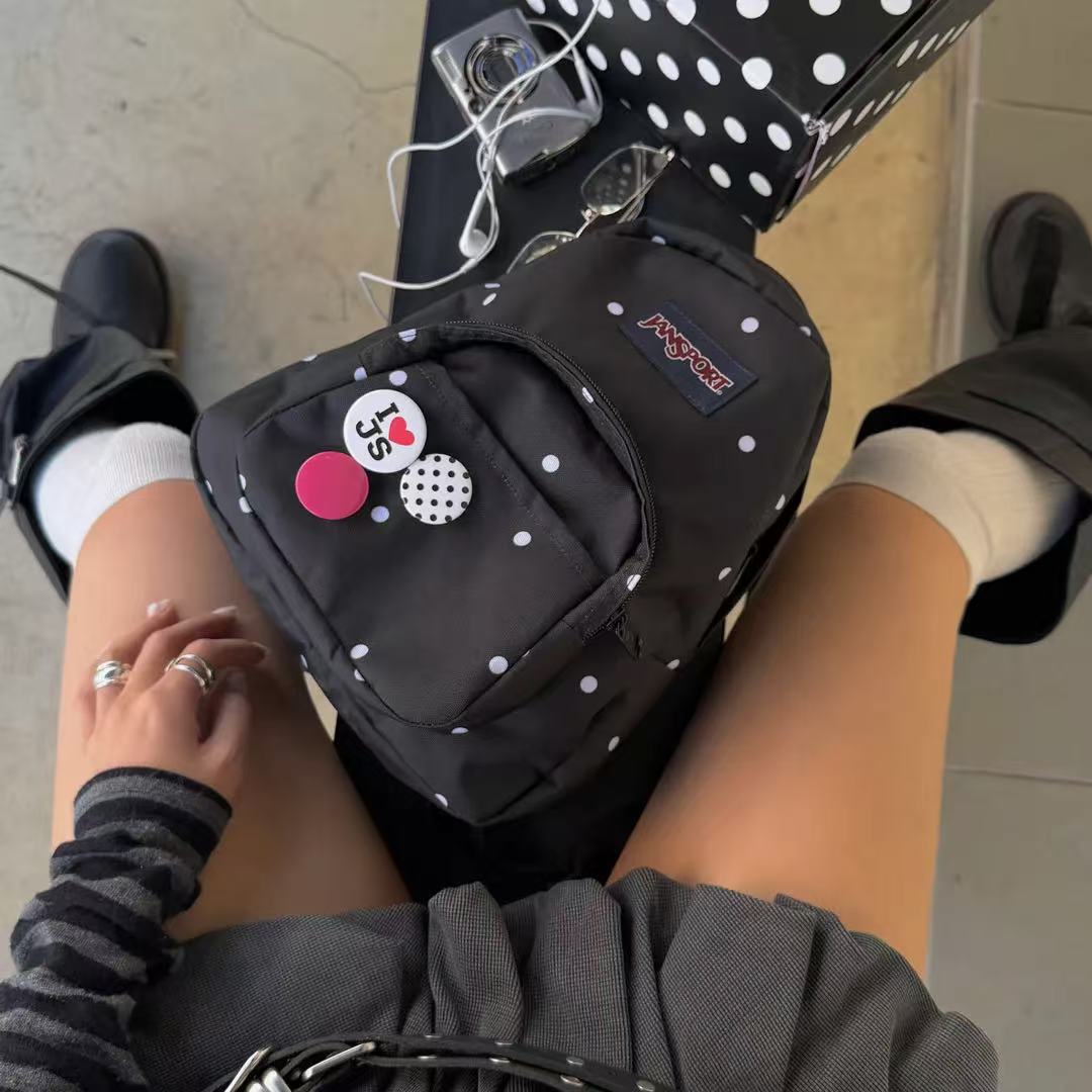Jansport Half Pint Mini Backpack Polka Dot Black