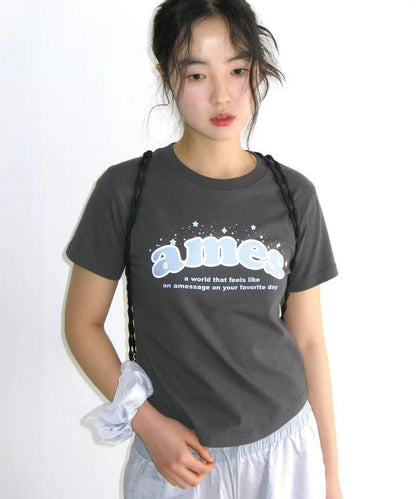 Ames Worldwide Shining Ames Round Hem Crop Tee - 3 colors