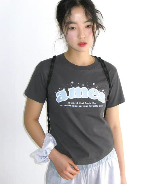 Ames Worldwide Shining Ames Round Hem Crop Tee - 3 colors