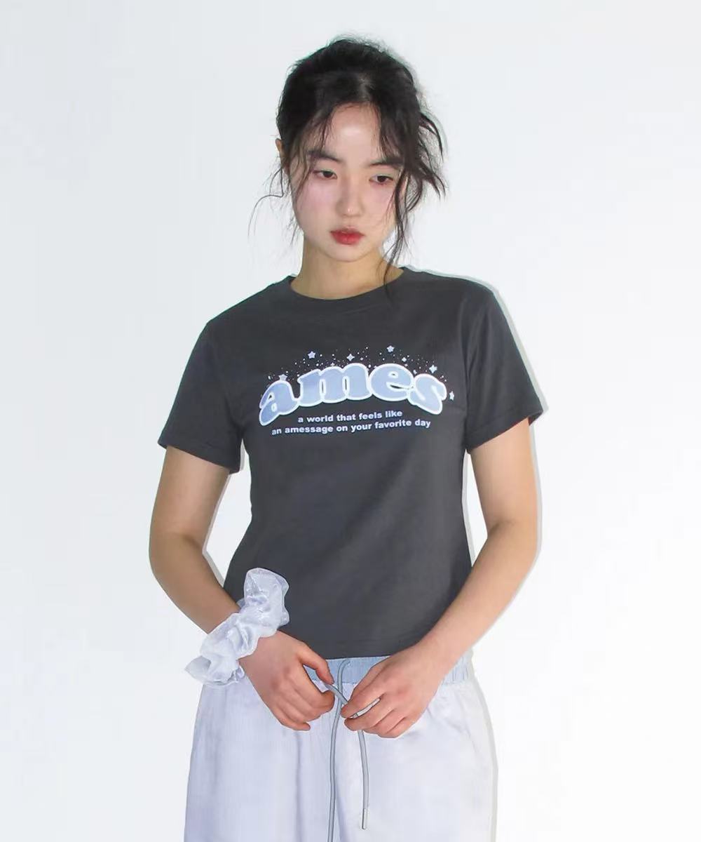 Ames Worldwide Shining Ames Round Hem Crop Tee - 3 colors