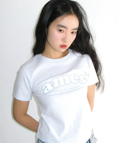 Ames Worldwide Shining Ames Round Hem Crop Tee - 3 colors