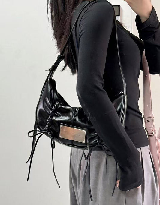 Matin Kim Half Shirring Ribbon Round Bag - 2 colors