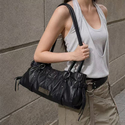 Matin Kim Shirring Tie Buckle Shoulder Bag - 2 colors