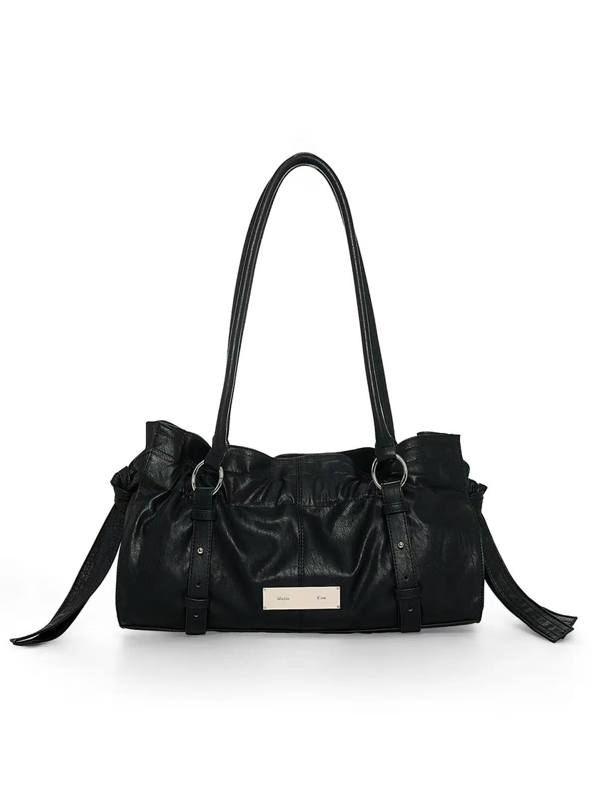 Matin Kim Shirring Tie Buckle Shoulder Bag - 2 colors