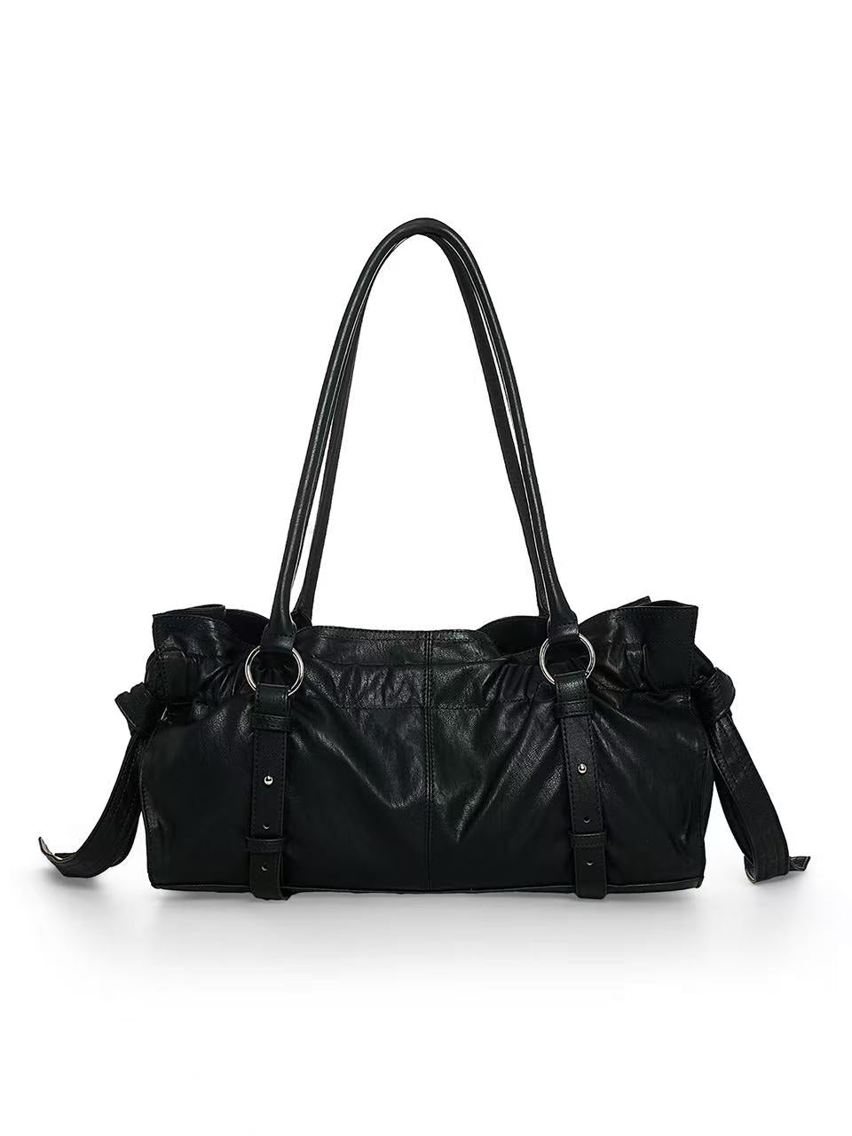 Matin Kim Shirring Tie Buckle Shoulder Bag - 2 colors