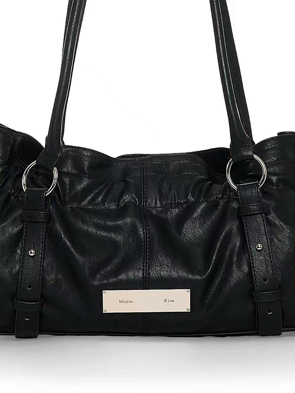 Matin Kim Shirring Tie Buckle Shoulder Bag - 2 colors