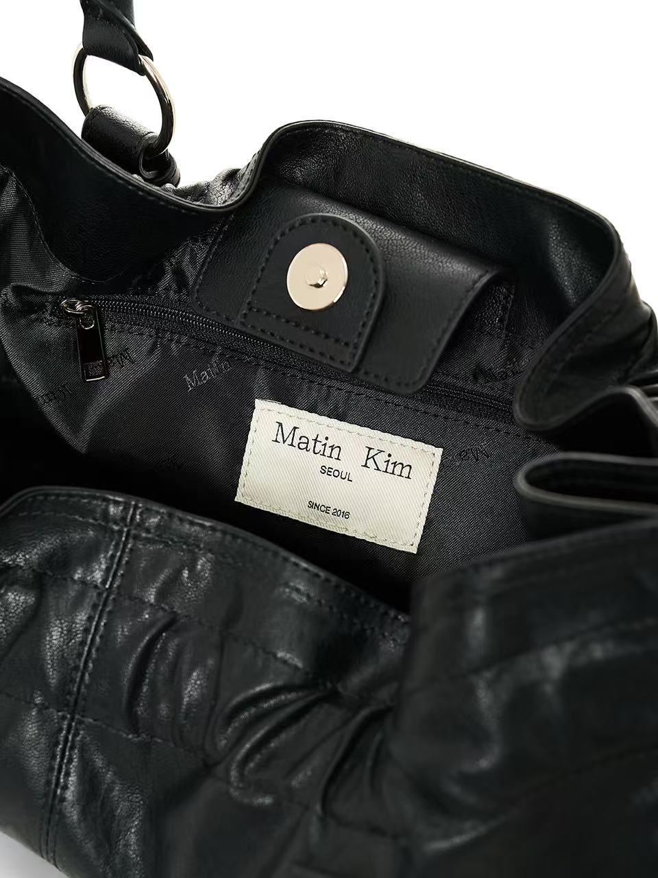 Matin Kim Shirring Tie Buckle Shoulder Bag - 2 colors
