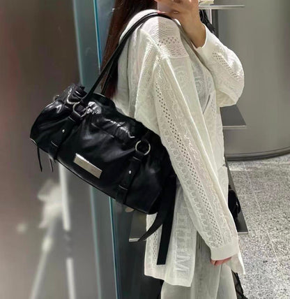 Matin Kim Shirring Tie Buckle Shoulder Bag - 2 colors
