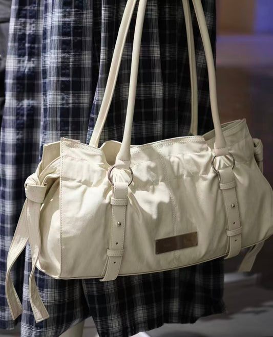 Matin Kim Shirring Tie Buckle Shoulder Bag - 2 colors