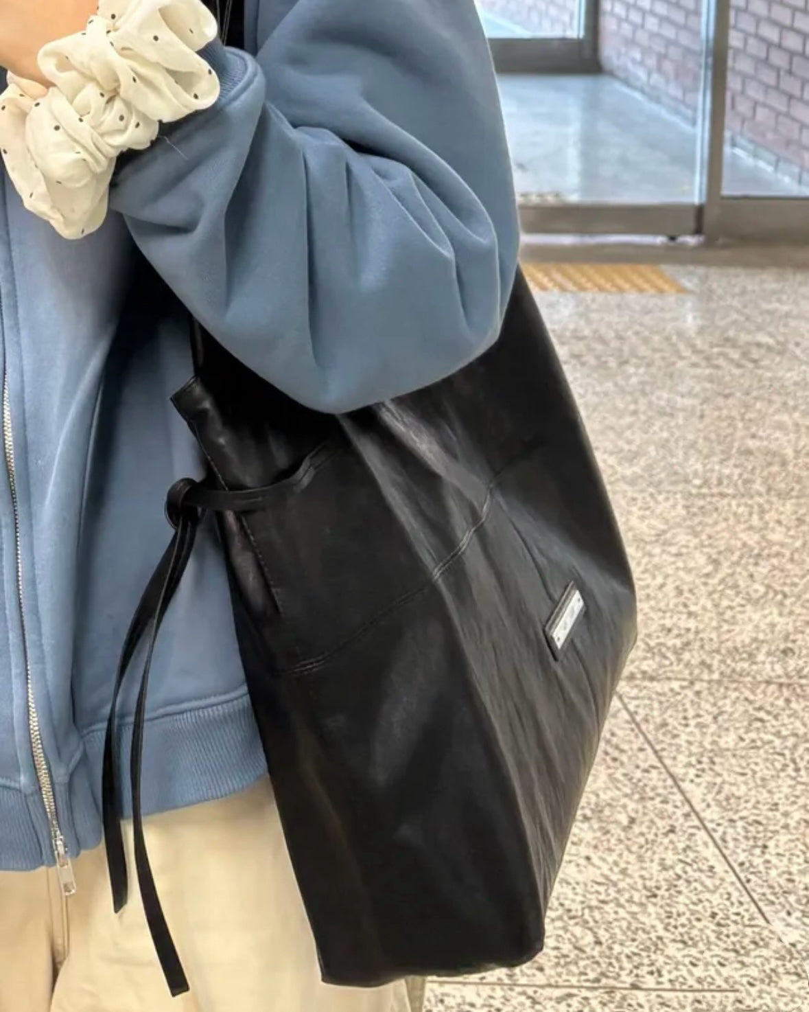 Matin Kim Side String Leather Big Shoulder Bag - 3 colors
