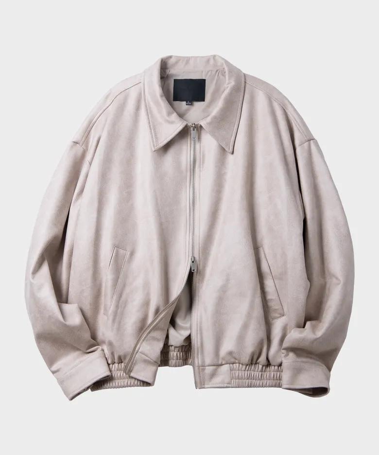 Black Moment Vegan Suede Overfit Zip Up Jacket - 4 colors