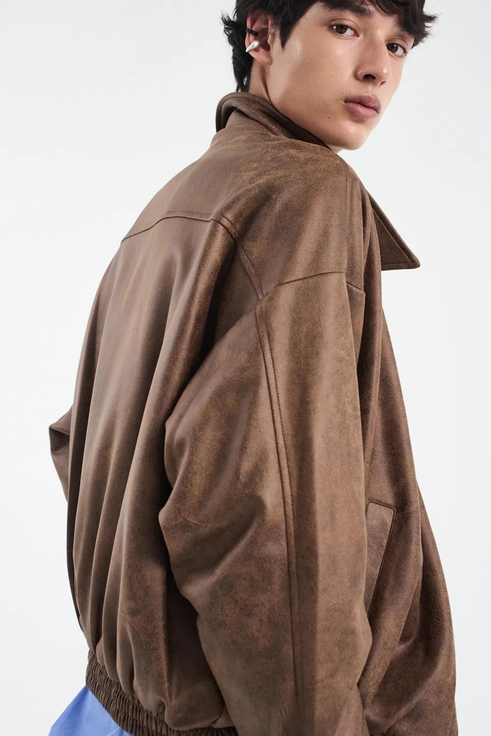 Black Moment Vegan Suede Overfit Zip Up Jacket - 4 colors