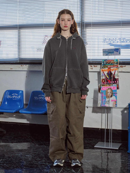 CPGN 2Way Cat Stitch Pigment Hood Zip Up - 3 colors