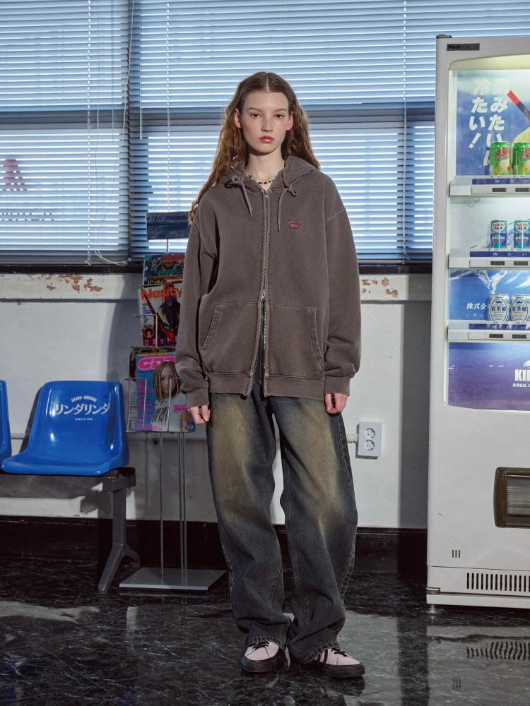 CPGN 2Way Cat Stitch Pigment Hood Zip Up - 3 colors
