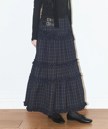 ILLIGO Buckle Frill Long Skirt - 3 colors