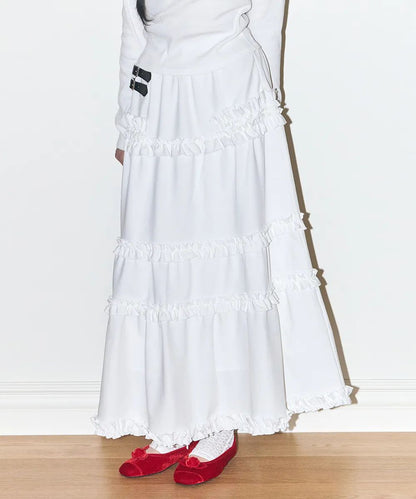ILLIGO Buckle Frill Long Skirt - 3 colors