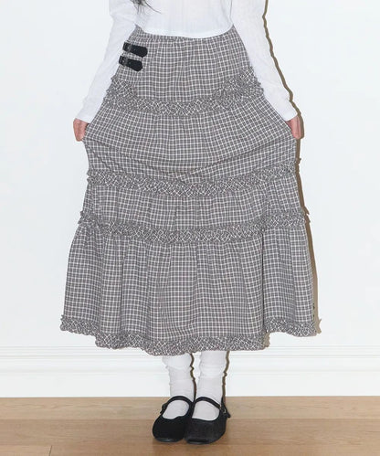 ILLIGO Buckle Frill Long Skirt - 3 colors
