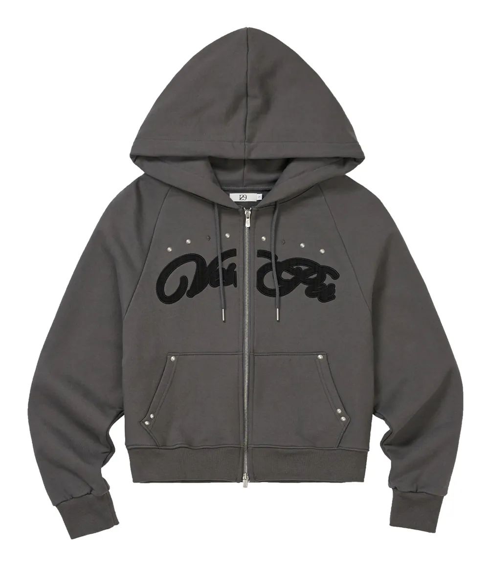 ILLIGO Check Applique Hoodie Zip Up - 3 colors