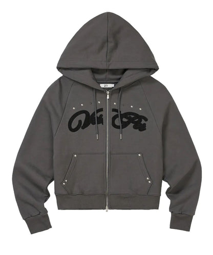 ILLIGO Check Applique Hoodie Zip Up - 3 colors