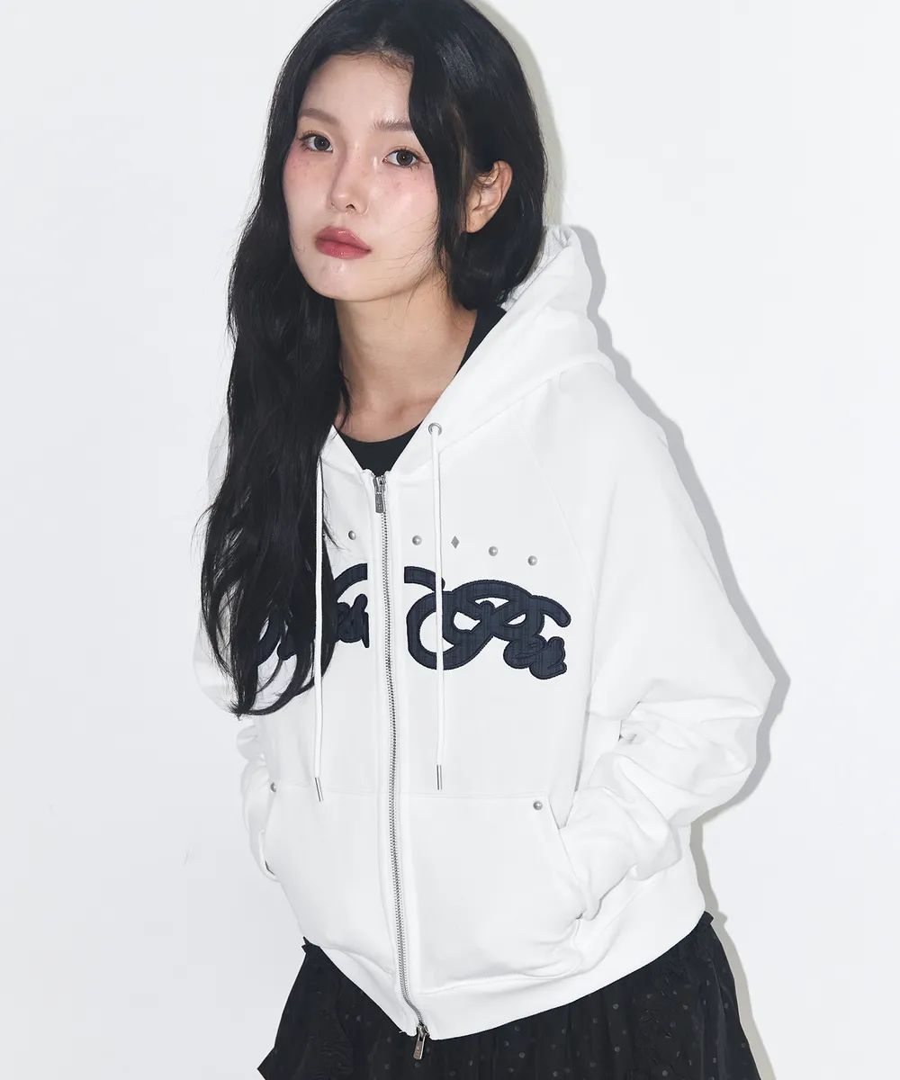 ILLIGO Check Applique Hoodie Zip Up - 3 colors
