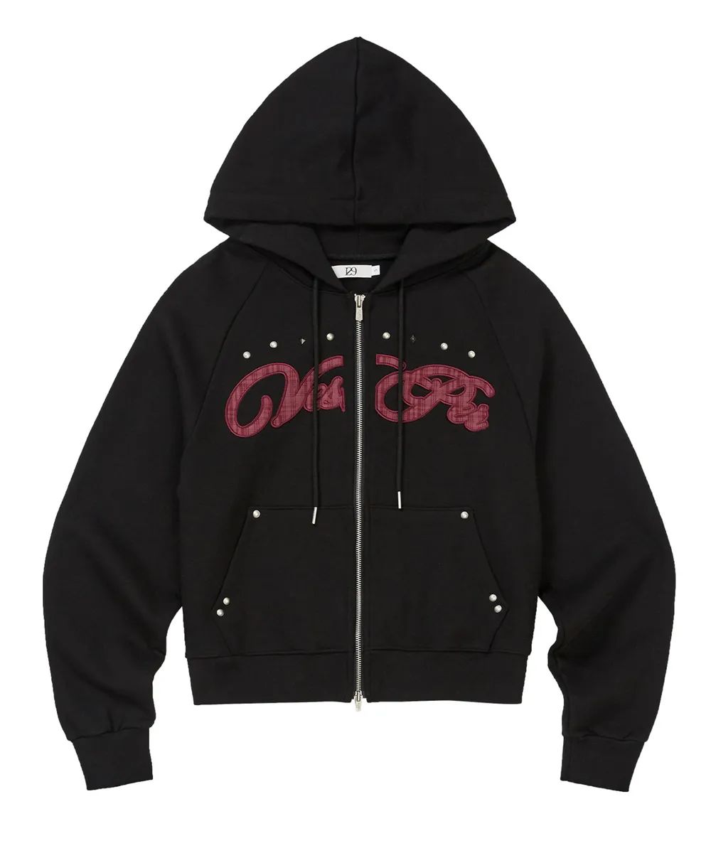 ILLIGO Check Applique Hoodie Zip Up - 3 colors