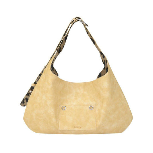 Leterie Buckle Reversible Shoulder Bag - butter & leopard
