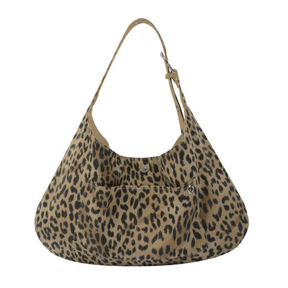Leterie Buckle Reversible Shoulder Bag - butter & leopard
