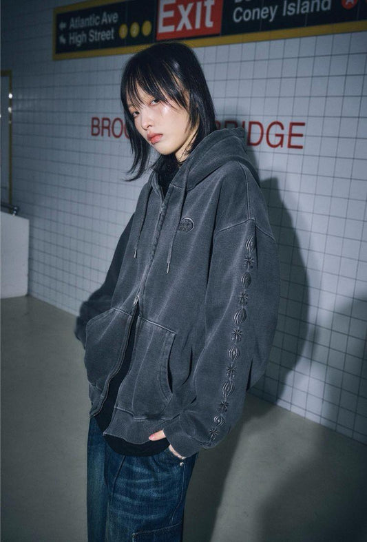 CPGN 2Way Sleeve Star Pigment Hood Zip-Up