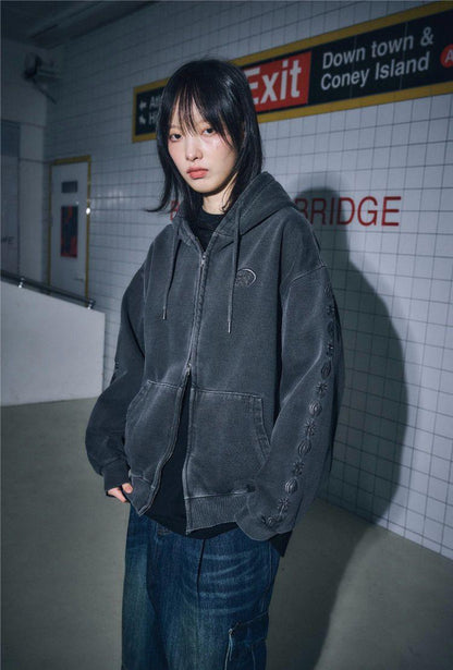 CPGN 2Way Sleeve Star Pigment Hood Zip-Up