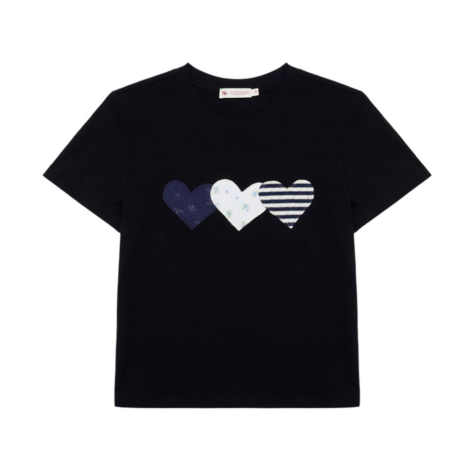 Rogin & Rosie Heart Patch Cotton T-shirt - 2 colors