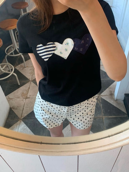 Rogin & Rosie Heart Patch Cotton T-shirt - 2 colors
