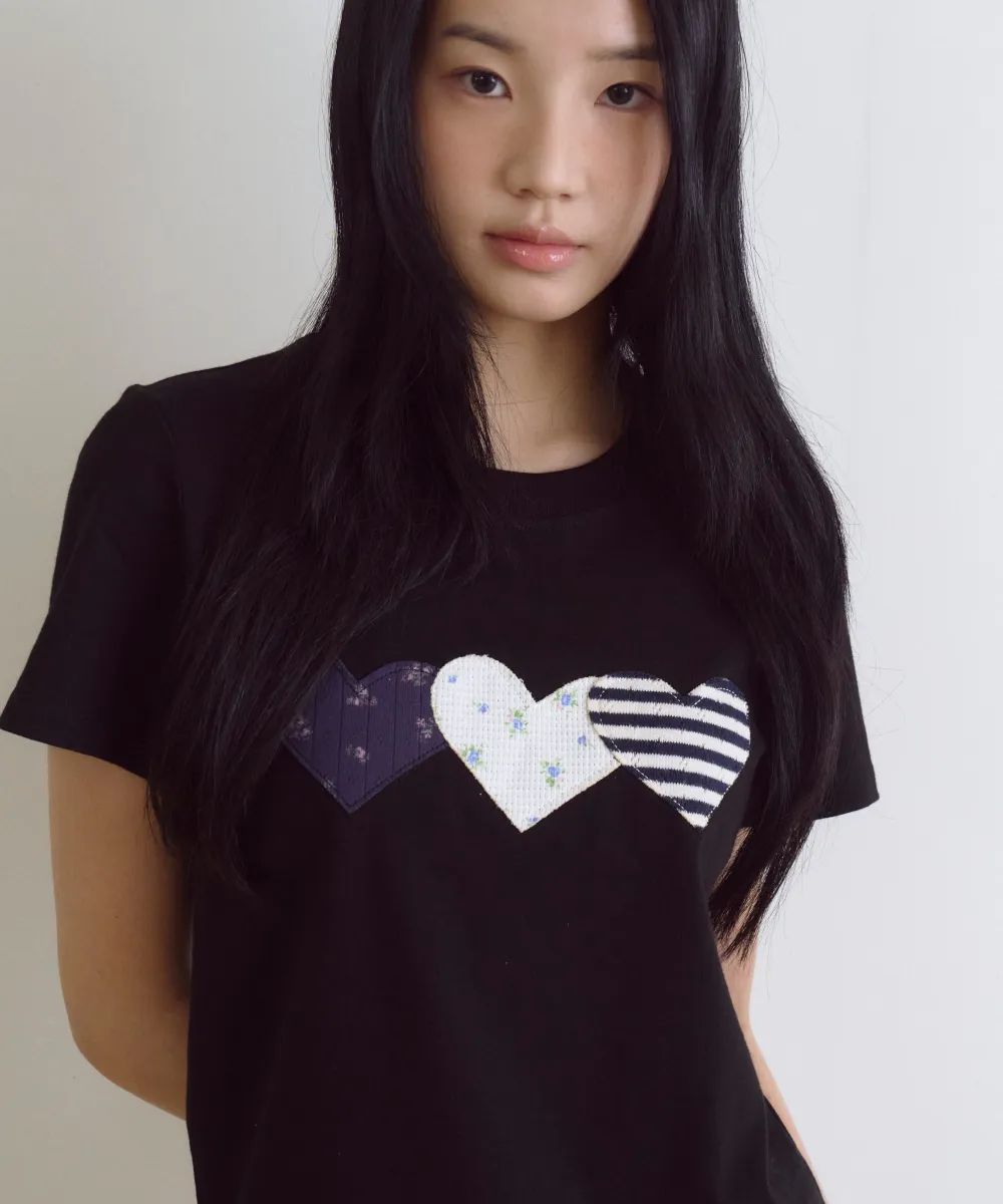 Rogin & Rosie Heart Patch Cotton T-shirt - 2 colors