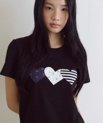 Rogin & Rosie Heart Patch Cotton T-shirt - 2 colors