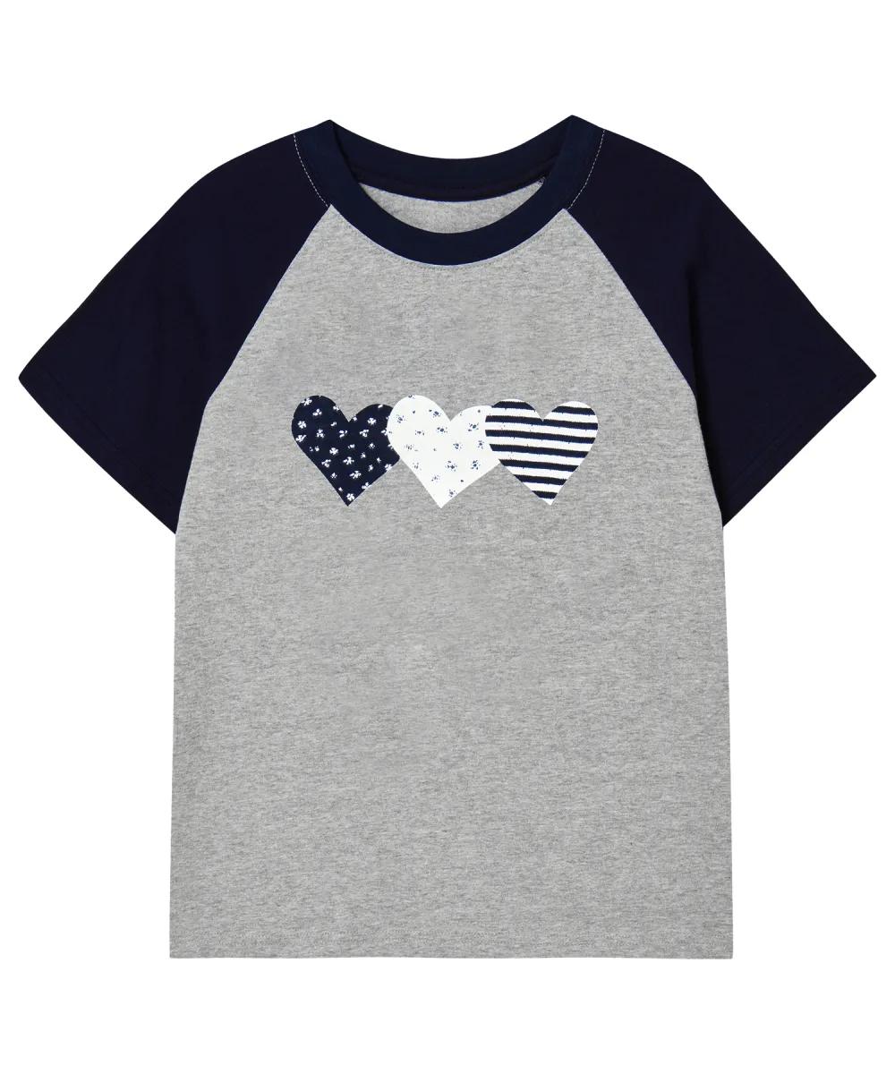 Rogin & Rosie Heart Printed Cotton Raglan T-shirt - 2 colors