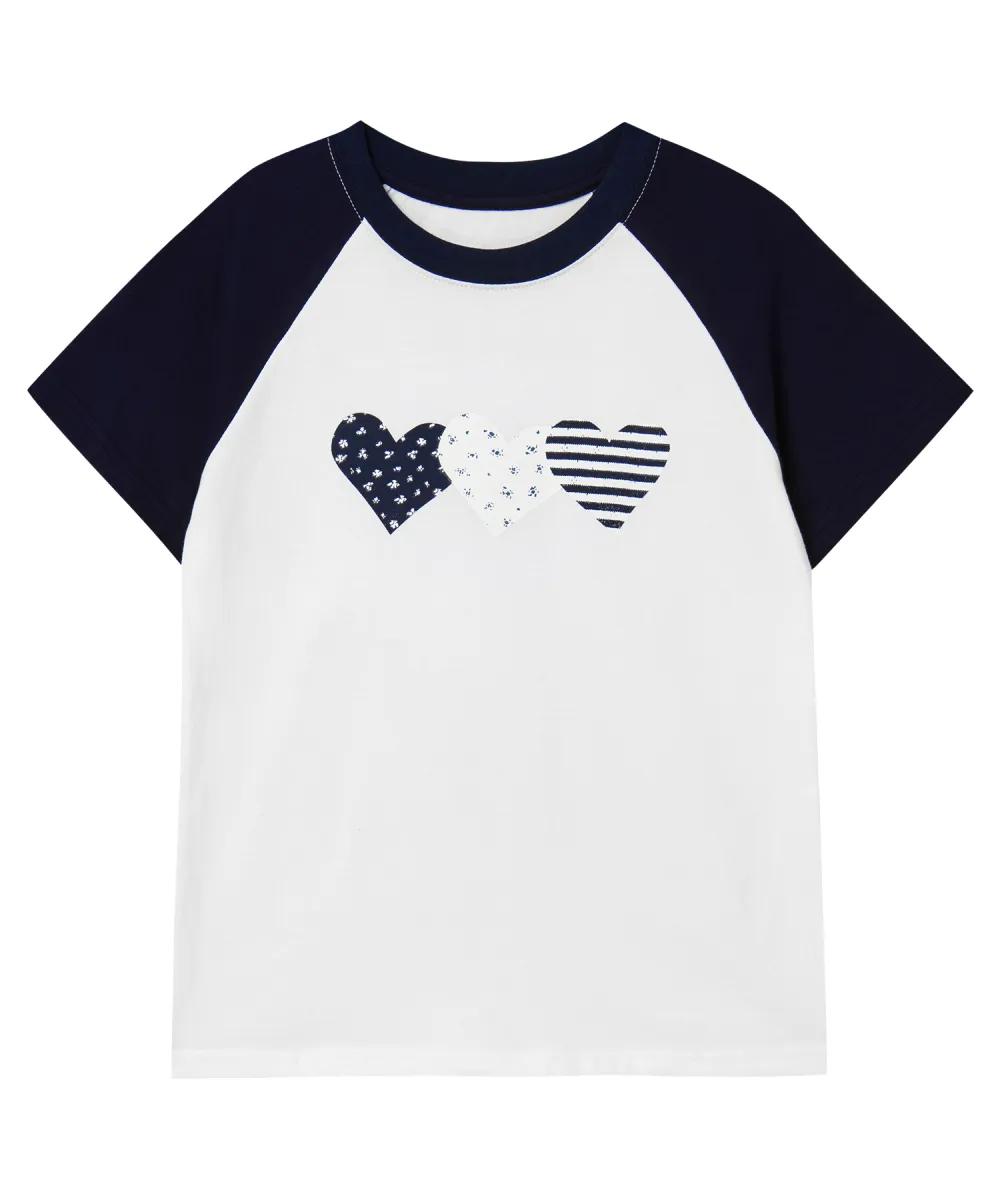 Rogin & Rosie Heart Printed Cotton Raglan T-shirt - 2 colors
