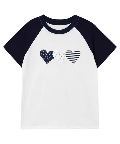 Rogin & Rosie Heart Printed Cotton Raglan T-shirt - 2 colors