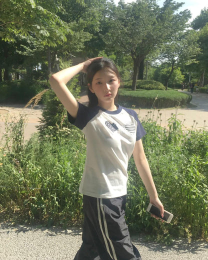 Rogin & Rosie Heart Printed Cotton Raglan T-shirt - 2 colors