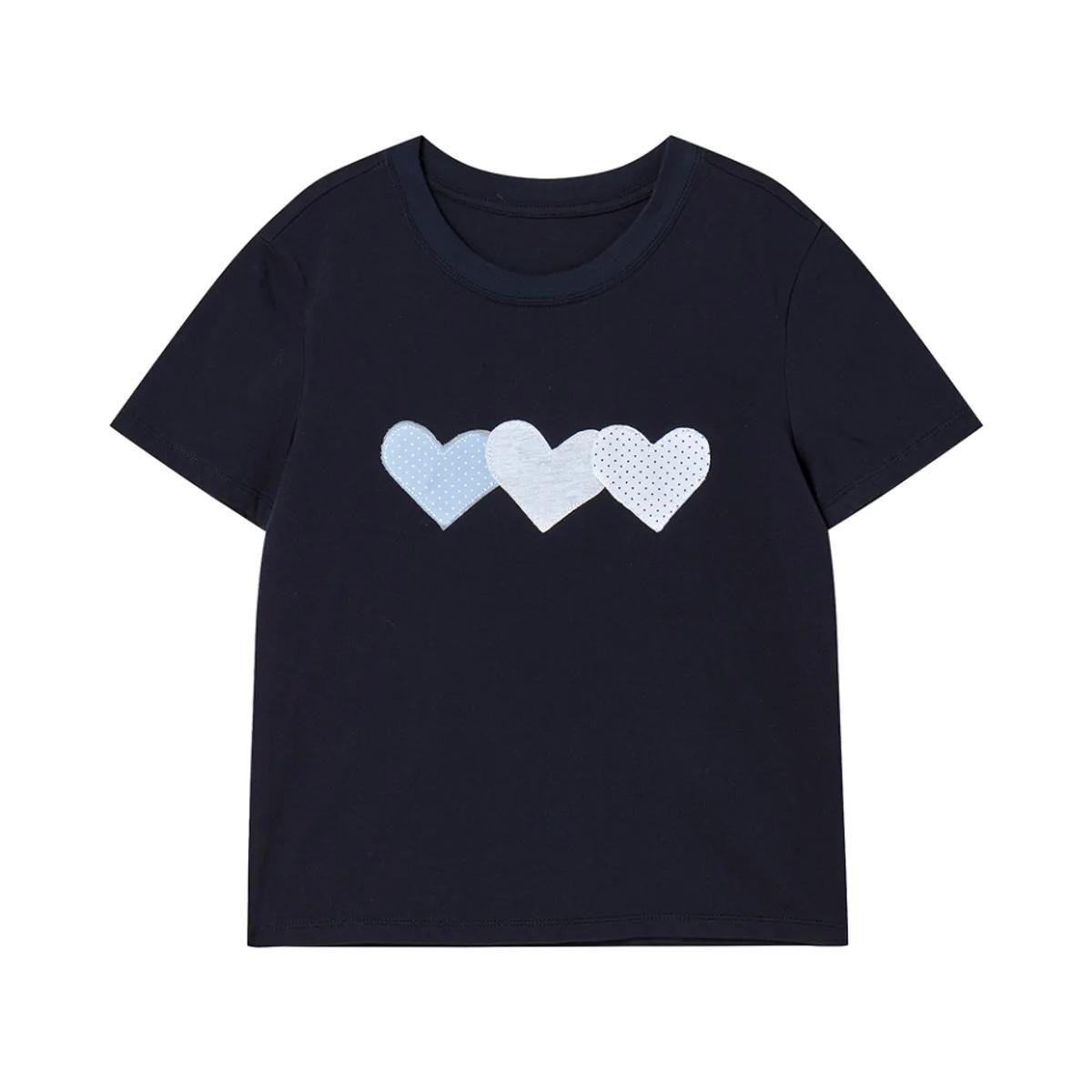 Rogin & Rosie Dot Heart Patch Cotton T-shirt - 3 colors