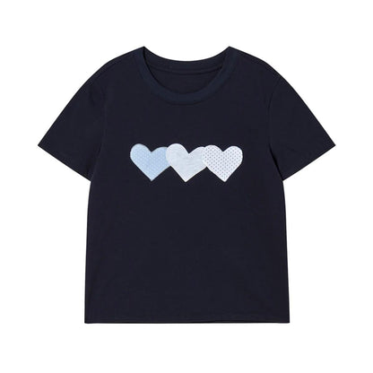 Rogin & Rosie Dot Heart Patch Cotton T-shirt - 3 colors
