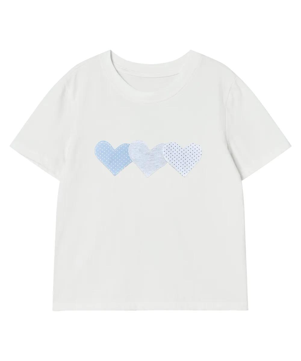 Rogin & Rosie Dot Heart Patch Cotton T-shirt - 3 colors