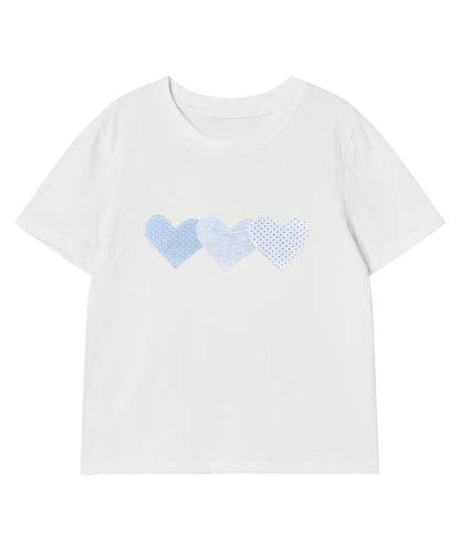 Rogin & Rosie Dot Heart Patch Cotton T-shirt - 3 colors
