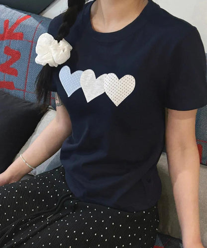 Rogin & Rosie Dot Heart Patch Cotton T-shirt - 3 colors