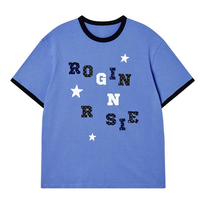 Rogin & Rosie Logo Spell Point Starry Ringer T-shirt - 4 colors