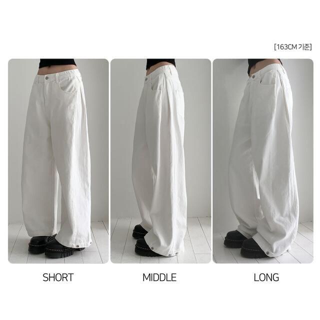 Modimood Side Snap 3Way Wide Cotton Pintuck Pants - 4 colors
